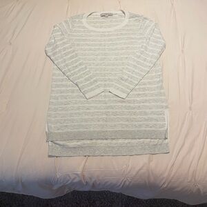 LOFT Light Gray Striped Pullover